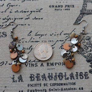 FREE WITH PURCHASE Brown and Silver Tone Bead Circle Drop Earrings